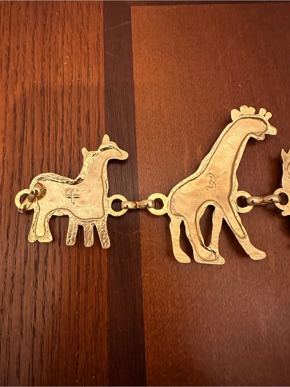 Vintage Brass Noah’s Ark Safari Animal Charm Keychain Bag Charm Giraffe Zebra